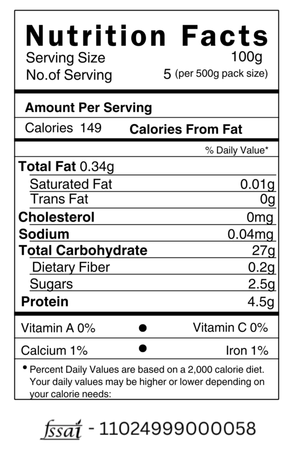 Snow Mountain Garlic nutrition chart